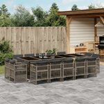 vidaXL Ensemble à manger de jardin 15 Pièces coussins gris résine tressée