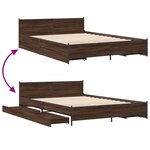 vidaXL Cadre de lit avec tiroirs sans matelas chêne marron 150x200 cm
