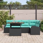 vidaXL Ensemble de canapé de jardin 6 Pièces Noir Poly rotin