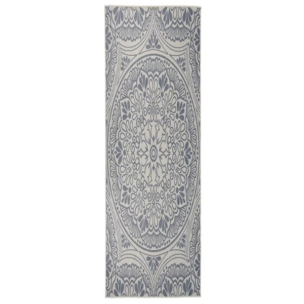 vidaXL Tapis à tissage plat d'extérieur 80x250 cm Motif bleu