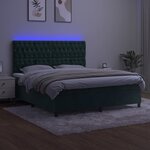 vidaXL Sommier à lattes de lit matelas et LED Vert foncé 160x200 cm