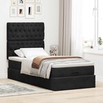 vidaXL Cadre de lit ottoman avec matelas noir 80x200 cm velours