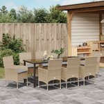 vidaXL Ensemble de salle à manger pour jardin 9 Pièces Beige polyrotin