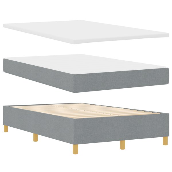 vidaXL Lit à ressorts avec matelas et banc Gris clair 120x200 cm Tissu