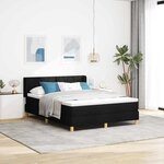 vidaXL Lit à ressorts Noir et blanc et noir 160 x 200 cm tissu