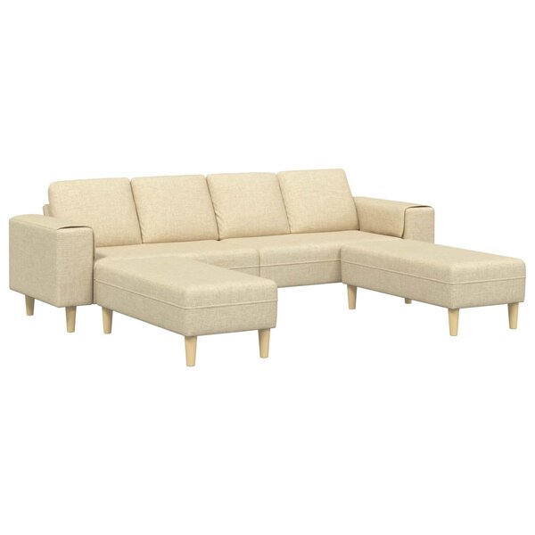 vidaXL Canapé de salon 3 pc Crème Polyester
