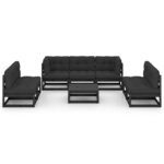 vidaXL Salon de jardin 8 Pièces avec coussins Bois de pin massif