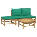 vidaXL Salon de jardin 4 Pièces avec coussins vert bambou