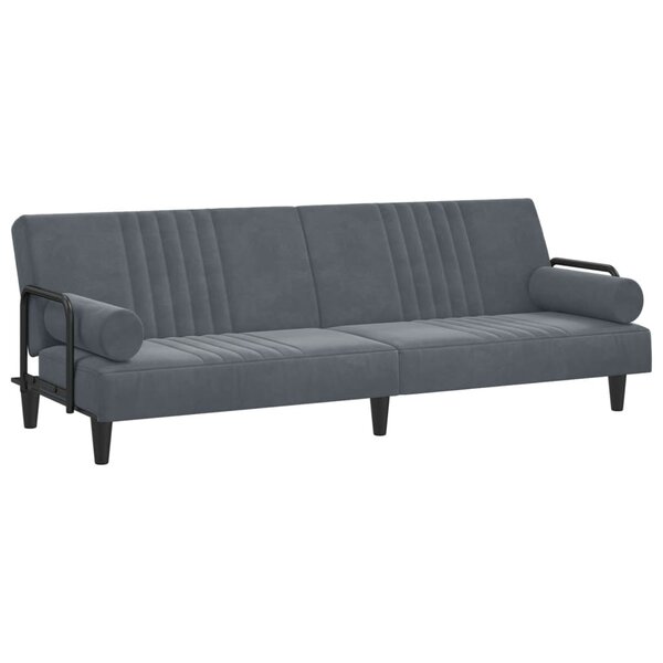 vidaXL Canapé-lit avec accoudoirs gris foncé velours