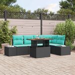 vidaXL Ensemble de canapé de jardin 6 Pièces Noir et Sarcelle