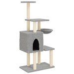 vidaXL Arbre à chat avec griffoirs en sisal Gris clair 131 cm