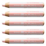 Crayon multi-talents woody 3 in 1 duo blanc-abricot x 5 STABILO