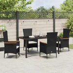vidaXL Ensemble de salle à manger pour jardin 5 Pièces Noir Poly rotin