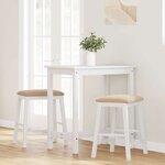 vidaXL Chaises de bar avec coussins 2 Pièces blanc bois massif d'hévéa
