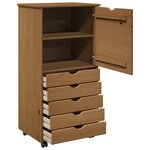 vidaXL Cabinet roulant Marron miel 53 x 39 x 103 cm Bois de Pin Massif