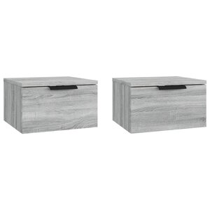 vidaXL Tables de chevet murales 2 Pièces Sonoma gris 34x30x20 cm
