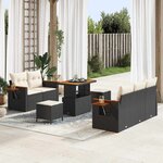 vidaXL Ensemble de canapé de jardin avec coussin 8 Pièces Noir et crème