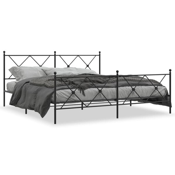 vidaXL Cadre de lit métal sans matelas avec pied de lit noir 183x213cm