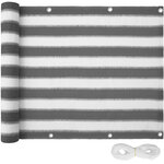 Tectake Canisse pour balcon, version 2 - blanc/gris rayé