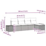 vidaXL Ensemble de 5 Canapés de Jardin avec Coussins Noir en Poly Rattan