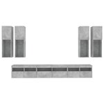 vidaXL Ensemble de meubles TV muraux 7Pièces et lumières LED gris béton
