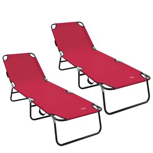 vidaXL Chaise longue pliante 2 pc Polyester Rouge