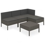 vidaXL Salon de jardin 5 Pièces avec coussins résine tressée gris