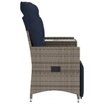 vidaXL Canapé de jardin inclinable 2 places avec Table en résine tressée grise