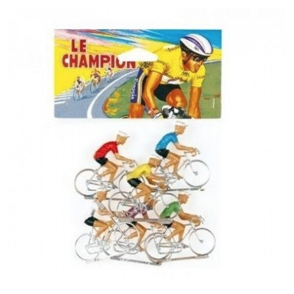 Ensemble de 6 Figurines Cyclistes en Plastique Colorées