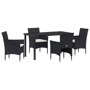 vidaXL Ensemble de repas de jardin 5 pièces Noir Rattan poly