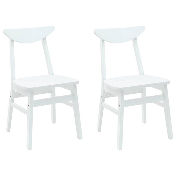 vidaXL Chaises de salle à manger 2 pc Bois de Caoutchouc Massif Blanc
