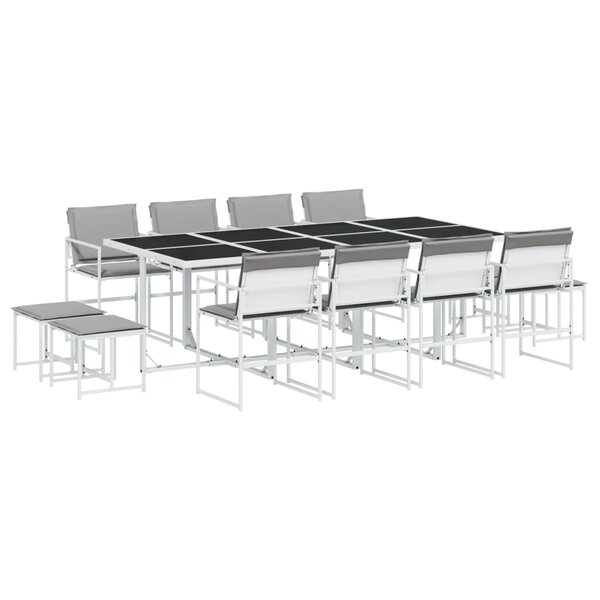 vidaXL Ensemble à manger de jardin avec coussins 13Pièces blanc textilène