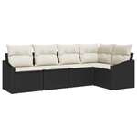 vidaXL Ensemble de Salle à Manger de Jardin 5 Pièces avec Coussins en Rattan Noir