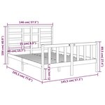 vidaXL Cadre de lit Blanc Bois massif 140x190 cm