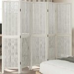 vidaXL Cloison de séparation 5 panneaux blanc bois de paulownia massif