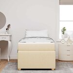 vidaXL Cadre de lit avec matelas Crème 90 x 190 cm tissu