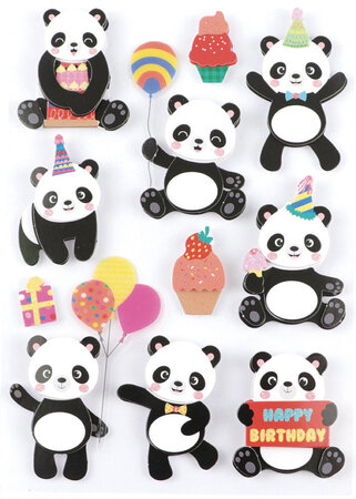 11 Stickers Pandas Effet 3D 40mm