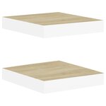 vidaXL Étagères murales 2 Pièces Chêne et blanc 23x23 5x3 8 cm MDF