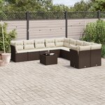 vidaXL Salon de jardin et coussins 11 Pièces marron résine tressée