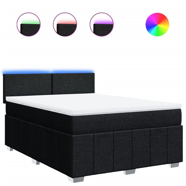 vidaXL Sommier à lattes de lit avec matelas Noir 140x190 cm Tissu