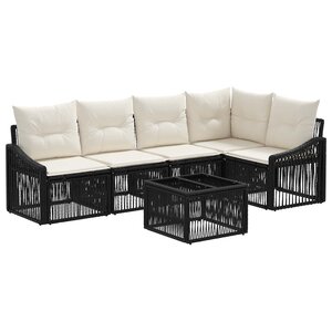vidaXL Ensemble de canapé de jardin 6 pc Noir polyrotin