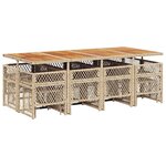 vidaXL Ensemble à manger de jardin et coussins 13 Pièces beige