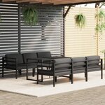 vidaXL Salon de jardin 7 Pièces avec coussins Aluminium Anthracite