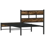 vidaXL Cadre de lit en métal sans matelas chêne fumé 107x203 cm