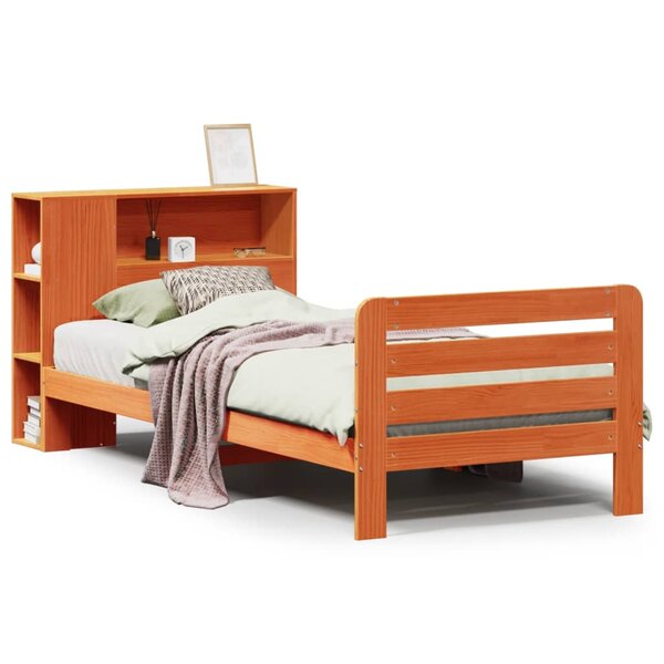 vidaXL Cadre de lit sans matelas cire marron 75x190 cm bois pin massif