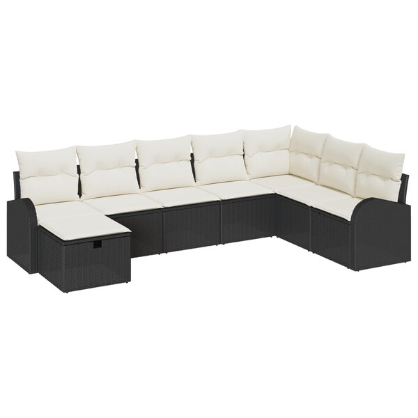 vidaXL Ensemble de jardin 8 pièces avec des coussins en poly rattan noir