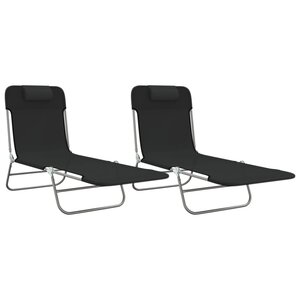 vidaXL Chaises longues pliables lot de 2 noir textilène et acier