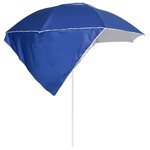 vidaXL Parasol de plage avec parois latérales bleu 215 cm