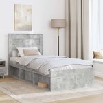 vidaXL Cadre de lit avec matelas Gris Béton 90 x 190 cm Pin massif