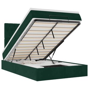 vidaXL Cadre de lit ottoman avec matelas vert foncé 120x200 cm velours